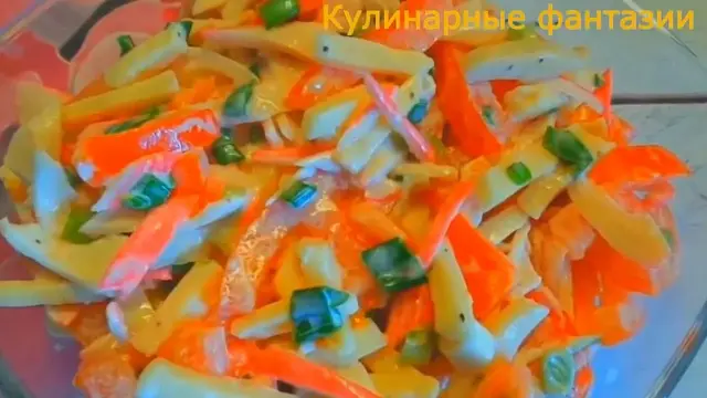 Отличный салат с крабовых палочек