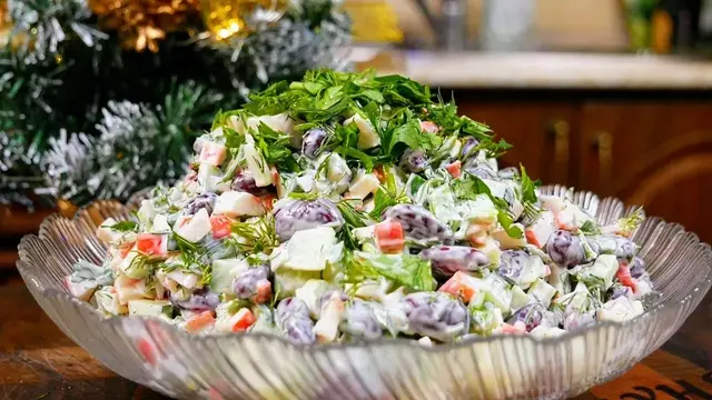 Нереально вкусный салат с крабовыми палочками и фасолью