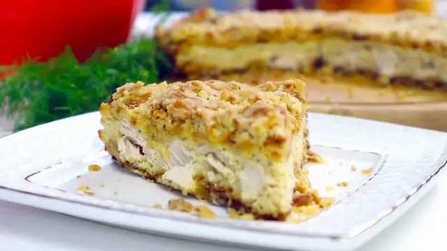 Насыпной пирог с курицей 