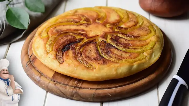 Манник с тыквой и яблоками на кефире