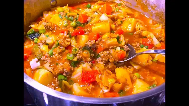 Овощное рагу с фаршем 