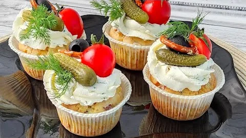 Кексы с сыром и ветчиной