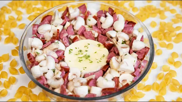 Запеканка с грибами и макаронами