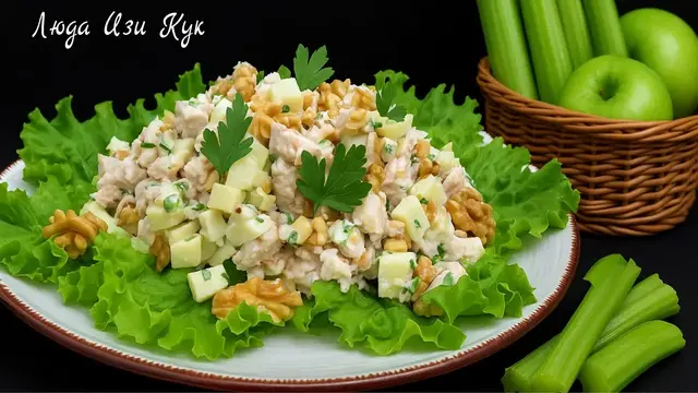 Салат с курицей, сельдереем и яблоком