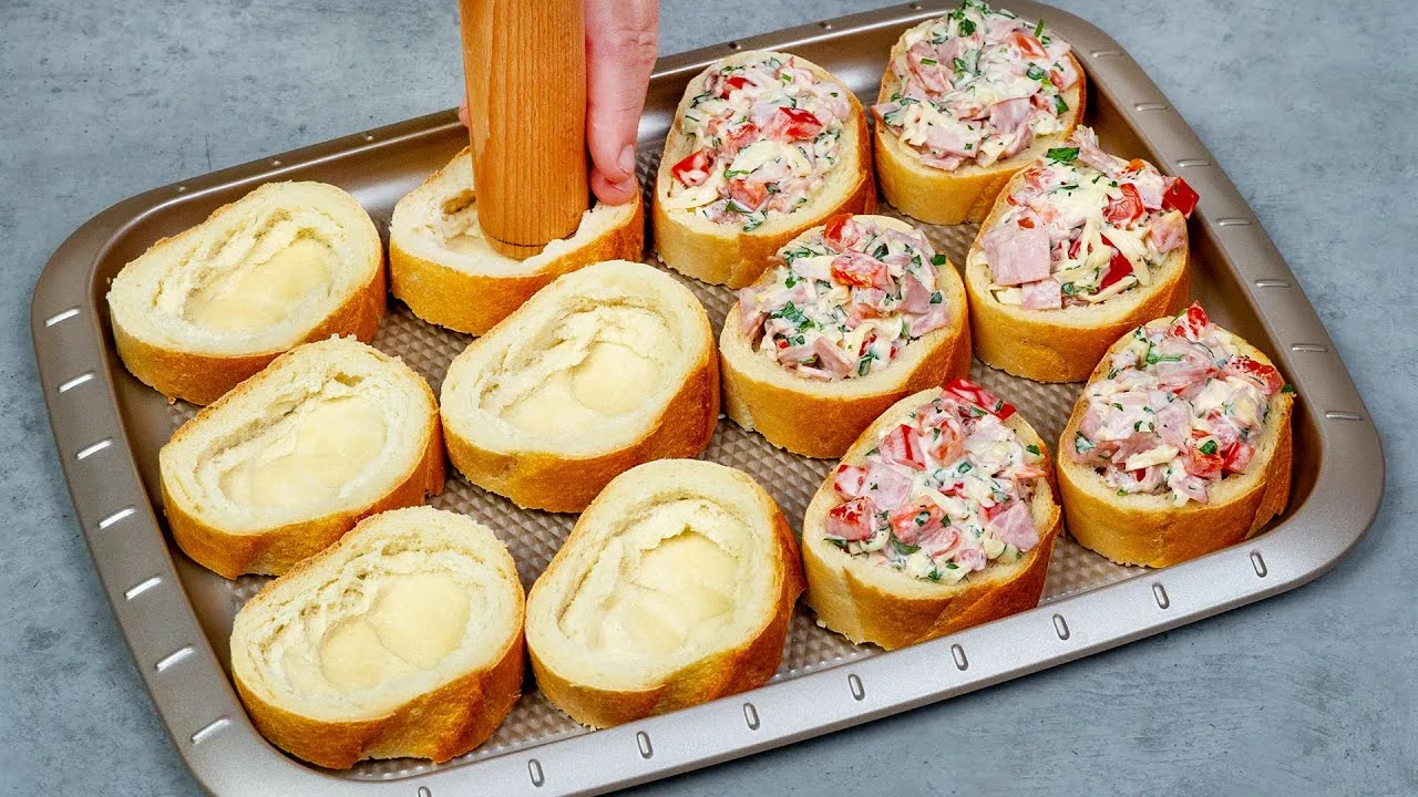 Горячие бутерброды с ветчиной, моцареллой и овощами