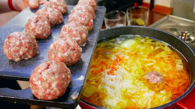 Вкусный суп с фрикадельками 