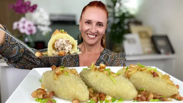 Блюдо из картофеля с фаршем «Цеппелины»