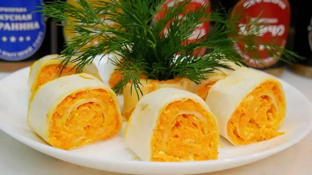 Морковные рулетики на праздничный стол