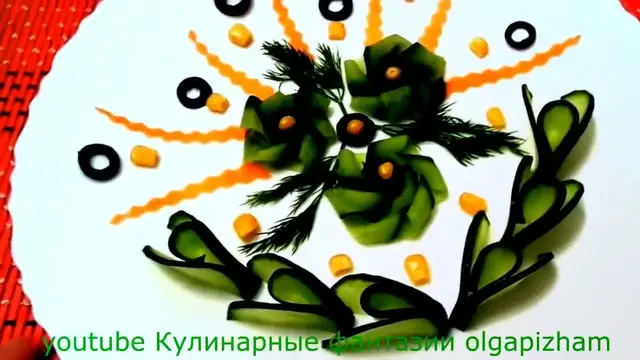 Красивая нарезка из огурцов на праздничный стол 