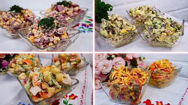 Сытные мясные салаты на праздничный стол