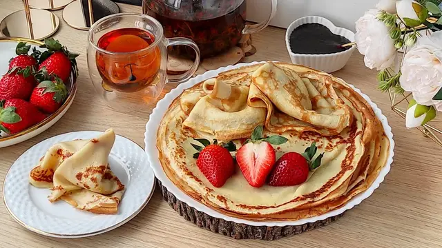 Тонкие блинчики на молоке и кипятке