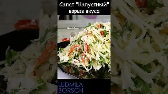 Салат из капусты, свежих овощей, заправленный легким соусом