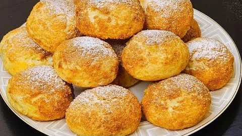 Творожное печенье как пончики с яблоками