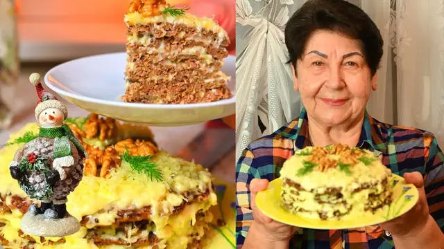 Закусочный торт из печени 