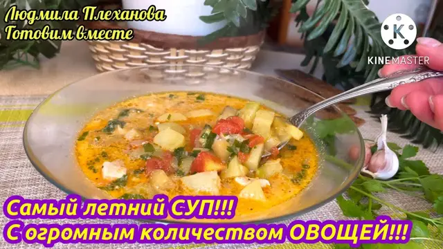 Самый летний сливочный суп с овощами и курицей