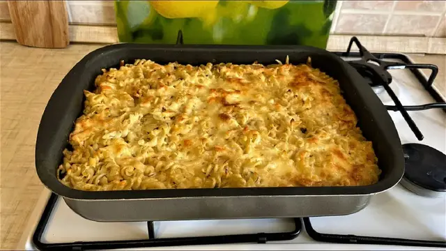 Макаронная запеканка с куриным филе
