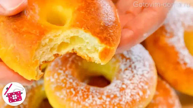 Пончики с сахаром без дрожжей и масла