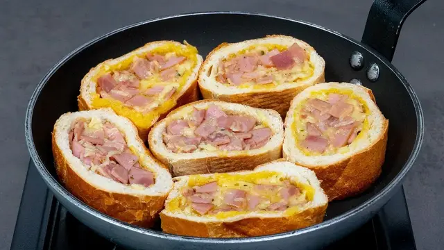 Рулеты из хлеба с ветчиной и сыром