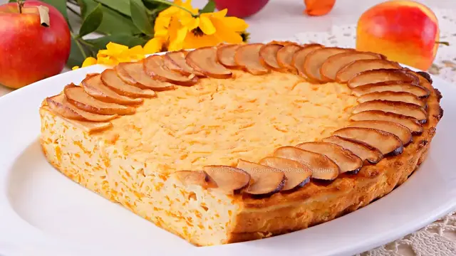 Полезная Творожно-тыквенная запеканка с яблоками