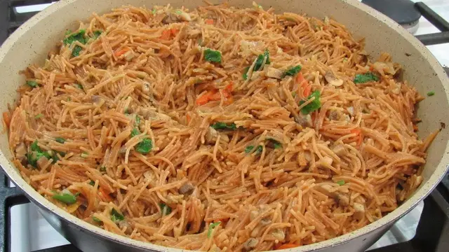 Постные макароны с грибами