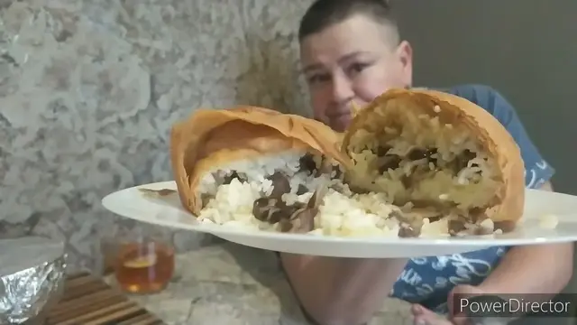 Пирог с рисом и желудками