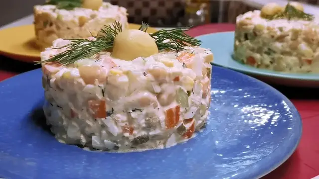Салат с фасолью и шампиньонами на праздничный стол 