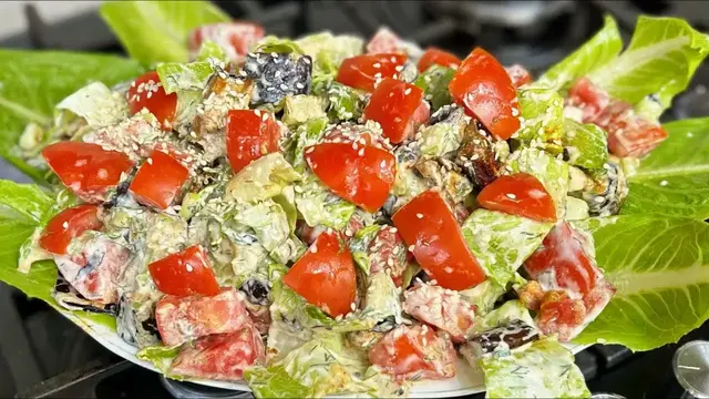 Лучший салат с запечёнными баклажанами