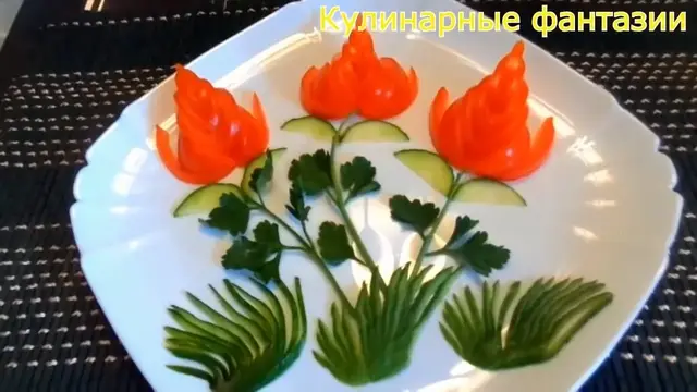 Как красиво нарезать огурцы и помидоры