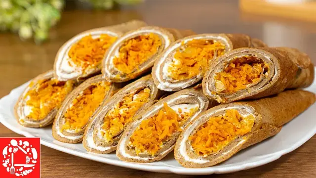 Печеночные блинчики с морковной начинкой