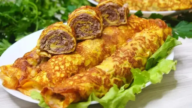 Вкусные блины с фаршем