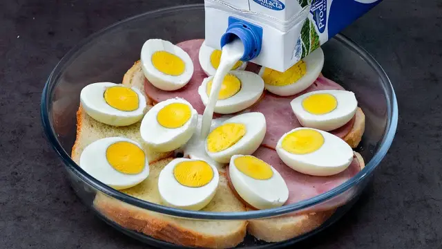 Запеканка из яиц и хлеба