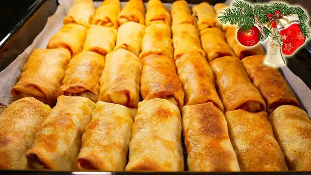 Блинчики с мясом на новогодний стол