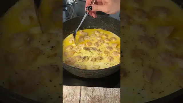 Лингвини с креветками и сыром в сливочном соусе