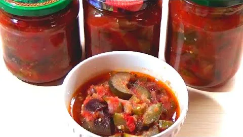 Закуска из баклажанов и огурцов на зиму
