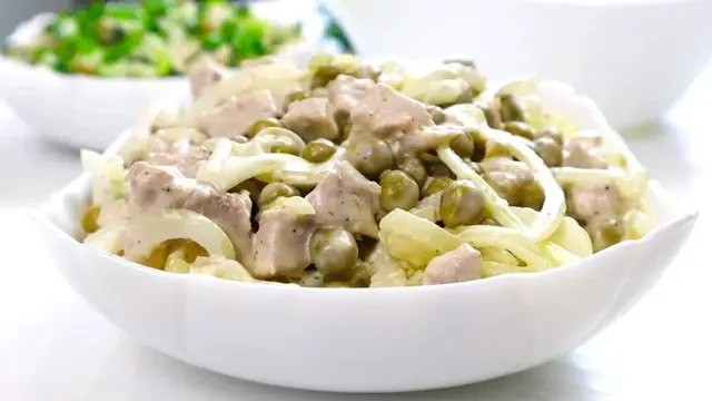 Вкусные салаты с курицей и свининой