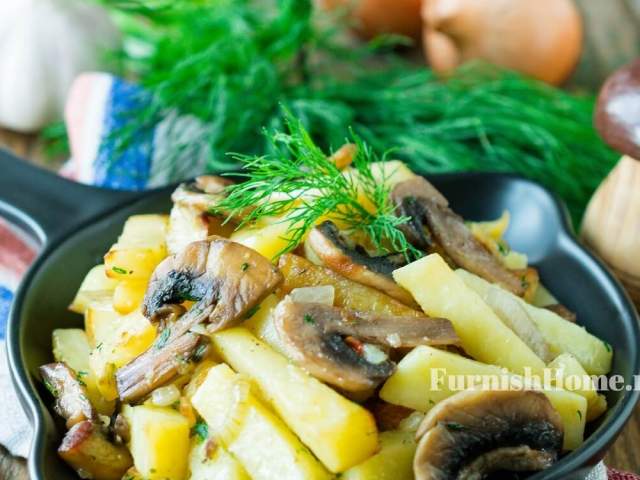 Жареная картошка с грибами Жареная картошка с грибами