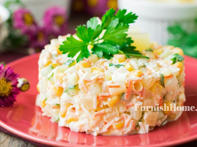 Салат крабовый с ананасами Салат крабовый с ананасами