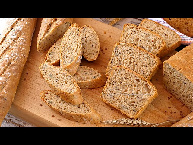 Хлеб из 100% цельнозерновой пшеничной муки с семенами в духовке