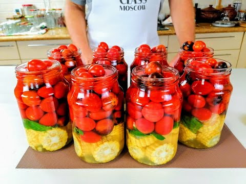 Маринованные помидоры с базиликом и кукурузой 