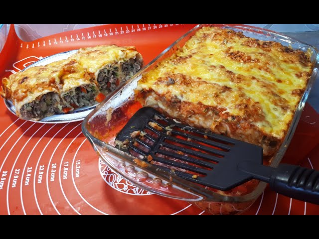Запеканка с мясным фаршем, капустой и лавашом