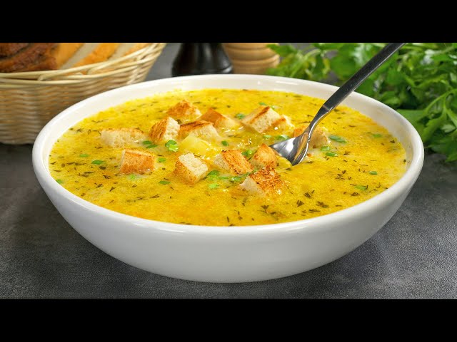 Луковый суп с плавленым сыром 