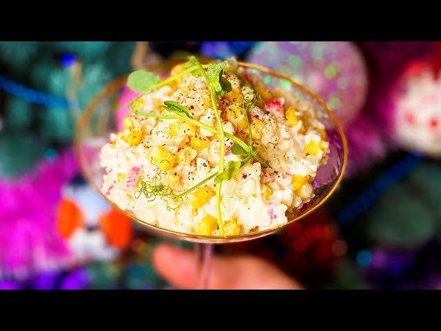 Крабовый салат с рисом на праздничный стол 
