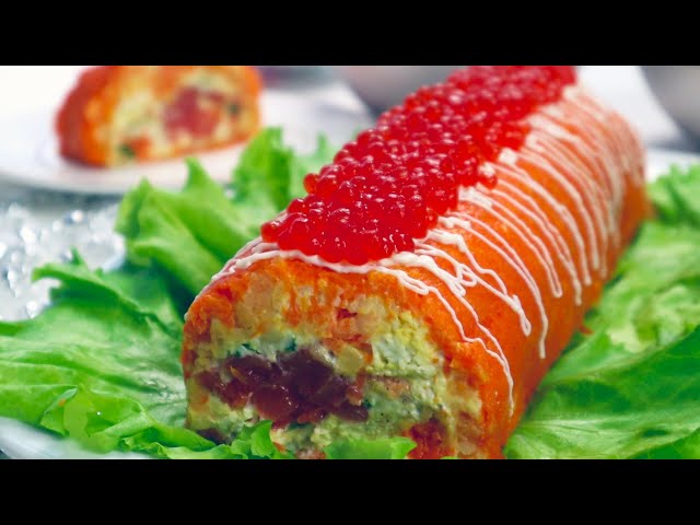 Новогодний салат с красной рыбой 