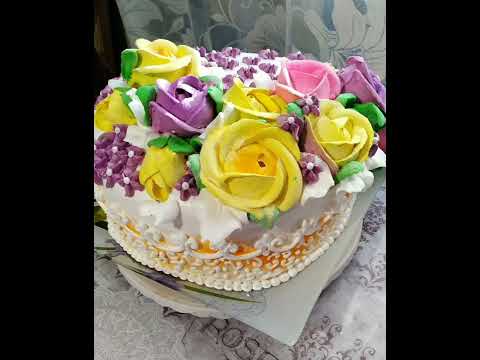 Зефирные цветы на торте