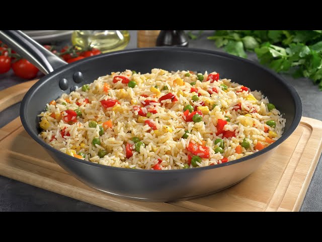 Рис с овощами на сковородке 