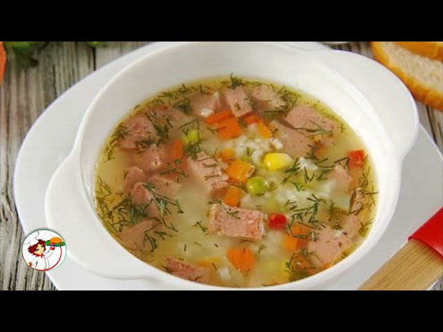 Рисовый суп с колбасой 