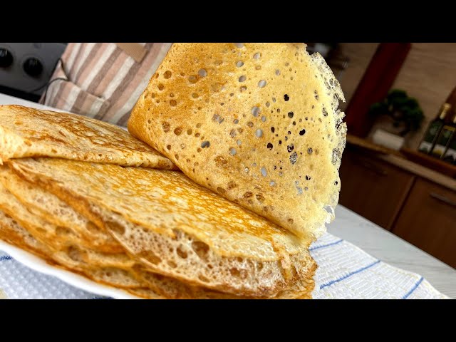 Тонкие блинчики на дрожжах 