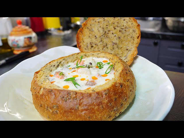 Сырный суп в хлебе