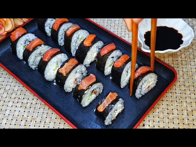 Домашние суши с красной рыбой