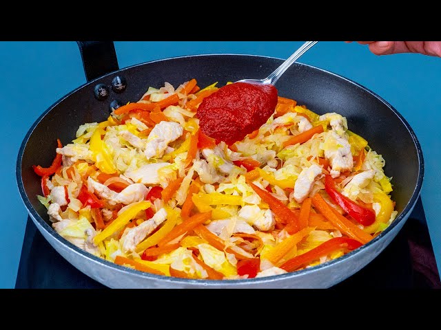 Самый вкусный рис с курицей и овощами на сковороде
